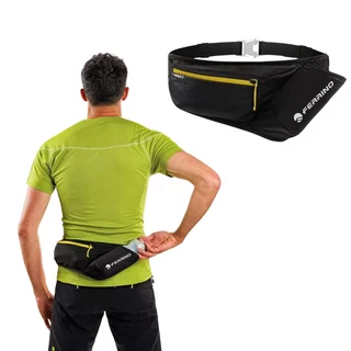 Nerka biegowa Ferrino X-Waist ∙ kieszeń na bidon ∙ karabińczyk na klucze ∙ elementy odblaskowe ∙ waga 85 g ∙ nylon ripstop - Czarny