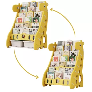 Biblioteczka dziecięca inSPORTline Girafondo ∙ regał na książki ∙ 6 poziomów ∙ nośność 30 kg ∙ HDPE ∙ zaokrąglone krawędzie ∙ regulowana - Żółty