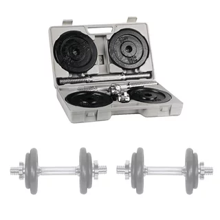 Zestaw hantli z gryfami oraz zaciskami 2 x 5-10 kg inSPORTline