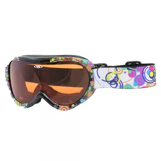 Dziecięce gogle snowboardowe WORKER Miller ∙ design z grafiką ∙ soczewki S2 pomarańczowe ∙ regulowany pasek ∙ antymgła ∙ ochrona UV - Z12- BLK- czarny