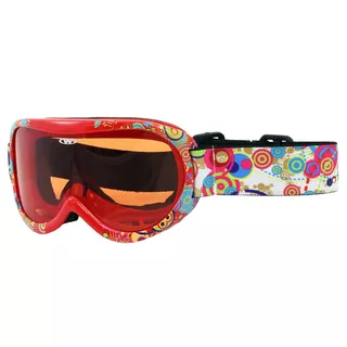 Dziecięce gogle snowboardowe WORKER Miller ∙ design z grafiką ∙ soczewki S2 pomarańczowe ∙ regulowany pasek ∙ antymgła ∙ ochrona UV - Z12-CZERWONY- czerwona grafika