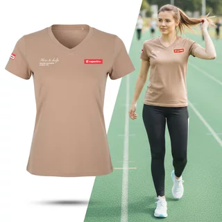 Koszulka damska inSPORTline Signature ∙ 100% bawełna ∙ wygodny krój ∙ duże logo na plecach - mocca