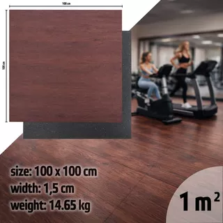 Mata ochronna inSPORTline Luxteko Flat 100x100x1,5 cm ∙ do ciężkich maszyn i hantli ∙ design drewno/marmur ∙ wysoka gęstość ∙ tłumi hałas