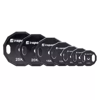 Gumowane obciążenia inSPORTline Ruberton 30 mm 1,25-25 kg ∙ otwór 30 mm ∙ uchwyty boczne ∙ 12-kątny kształt