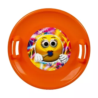 Ślizg na śnieg inSPORTline STT Jabłuszko ∙ dla dzieci ∙ nośność 50 kg ∙ utwardzony plastik - pomarańczowa dziewczyna emoji