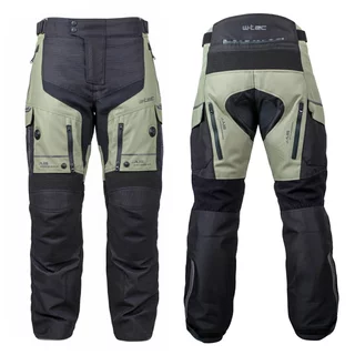 Spodnie motocyklowe W-TEC Karmal ∙ wodoodporne ∙ termiczna wkładka ∙ certyfikowane ochraniacze ∙ wentylowane ∙ kieszenie ∙ odblaski - czarno-oliwkowy