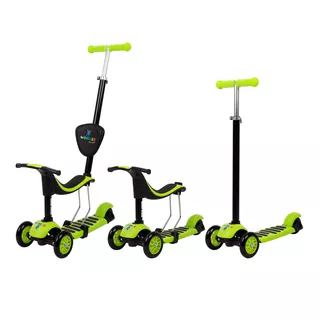 Hulajnoga trójkołowa 3w1 Worker Jaunsee różowa ∙ siodełko i prowadnik ∙ koła PU 120/100 mm ∙ waga 3,1 kg ∙ nośność 50 kg ∙ wiek 1+ - Zielony