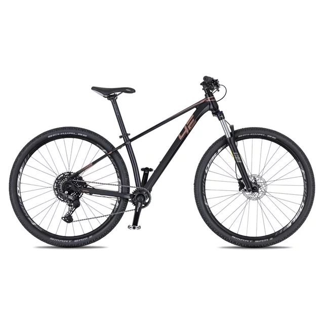 Młodzieżowy rower górski 4EVER Dark Active 29" ∙ przerzutki Shimano ∙ hydrauliczne hamulce ∙ amortyzowany widelec - czarny / brązowy - czarny / brązowy