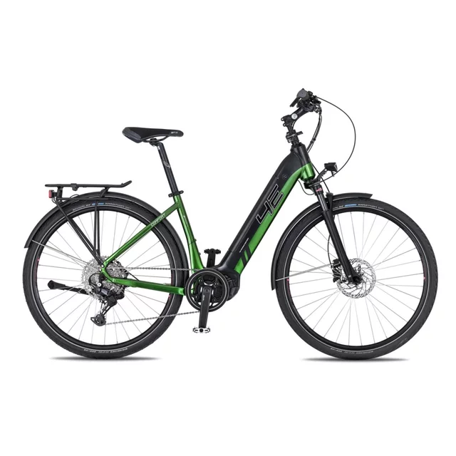 Trekkingowy rower elektryczny 4EVER Comfort Elite 720Wh 28" ∙ bateria 720 Wh ∙ zasięg do 170 km ∙ silnik BAFANG 80 Nm ∙ 11 biegów Shimano - wąż zielony/czarny