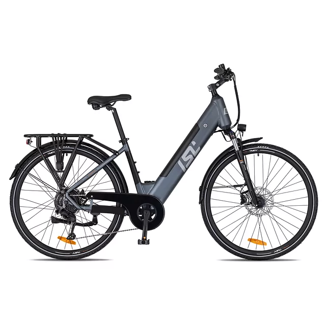 Miejski rower elektryczny inSPORTline ISL Eclion 648 Wh 28" - model 2026 ∙ bateria 648 Wh ∙ zasięg do 120 km ∙ amortyzowany widelec ∙ nośność 120 kg - Deep Coffee - Titanium Grey (szary)