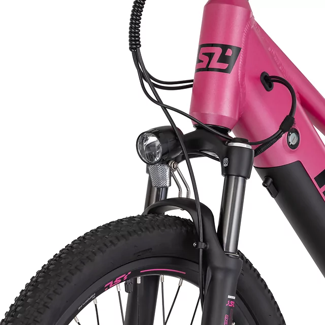 Młodzieżowy rower elektryczny inSPORTline ISL Savager 24" ∙ bateria 360 Wh ∙ zasięg do 70 km ∙ silnik bafang ∙ hamulce hydrauliczne - Różowy rumieniec