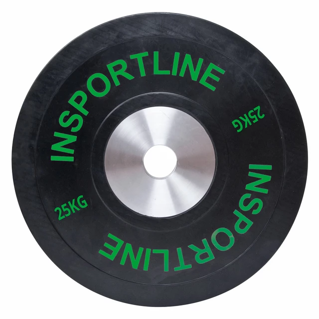 Obciążenie gumowe inSPORTline Bumper Plate 25 kg ∙ żeliwo chromowane ∙ otwór olimpijski 50 mm ∙ odporne na uderzenia ∙ gumowane