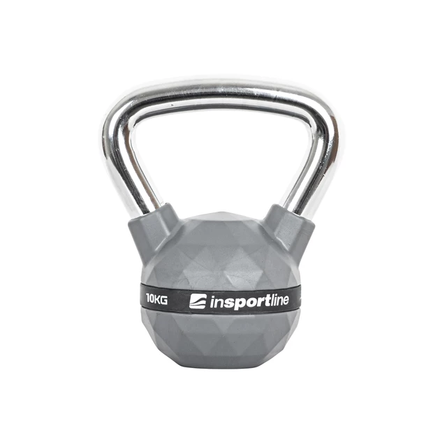 Hantle gumowane inSPORTline Ketlebel PU 2-20 kg ∙ powłoka poliuretanowa ∙ chromowany uchwyt ∙ płaska podstawa