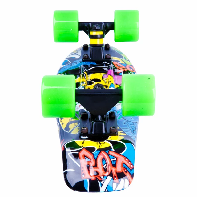 Deskorolka typu FISZKA marki WORKER Colory 22" ABEC-11 ∙ trucki aluminiowe ∙ waga 1,85 kg ∙ nośność 90 kg ∙ deska PP antypoślizgowa - Acid Rainbow (tęczowy)