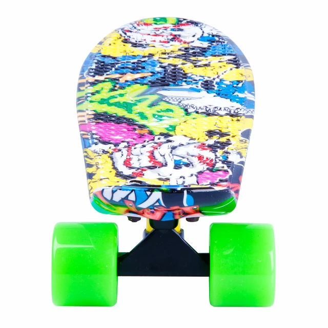 Deskorolka typu FISZKA marki WORKER Colory 22" ABEC-11 ∙ trucki aluminiowe ∙ waga 1,85 kg ∙ nośność 90 kg ∙ deska PP antypoślizgowa - Acid Rainbow (tęczowy)