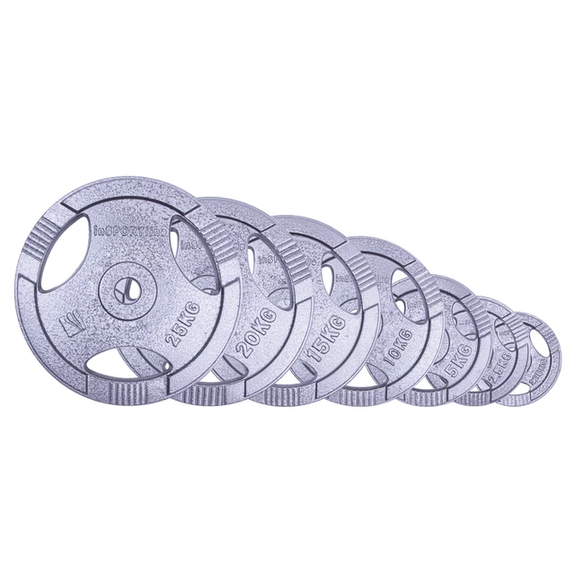 Obciążenia żeliwne inSPORTline Hamerton 30 mm 1,25-25 kg ∙ powłoka antykorozyjna ∙ uchwyty ergonomiczne ∙ trwała konstrukcja