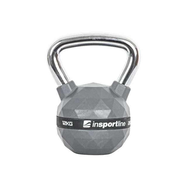 Hantle gumowane inSPORTline Ketlebel PU 2-20 kg ∙ powłoka poliuretanowa ∙ chromowany uchwyt ∙ płaska podstawa