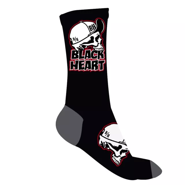 Skarpetki bawełniane wygodne BLACK HEART Cap Skull Socks - Szaro-czarny - Szaro-czarny