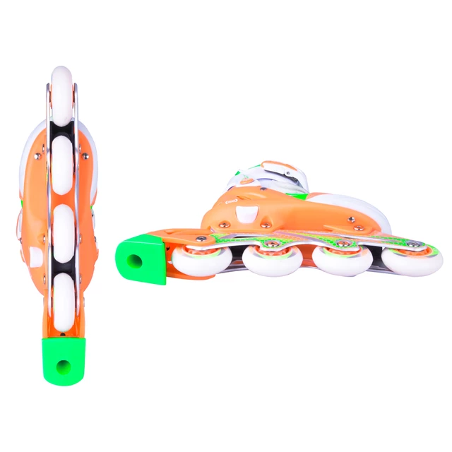 Regulowane rolki uniwersalne Worker Nubila ∙ ABEC 5 Carbon ∙ aluminiowa rama ∙ MicroLock ∙ Comfort Fit - Pomarańczowo-zielono-biały