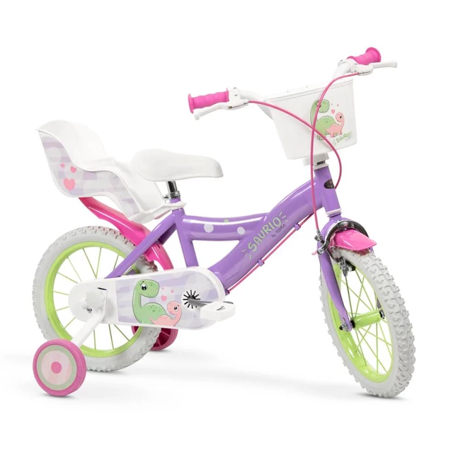 Rowerek dla dzieci Toimsa Saurio 16" ∙ stabilizacja z kółkami bocznymi ∙ akcesoria zabawkowe ∙ bezpieczne hamulce ∙ waga 10,5 kg ∙ nośność 60 kg