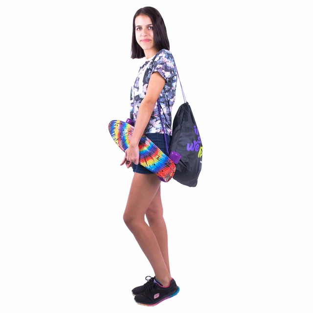 Deskorolka typu FISZKA marki WORKER Colory 22" ABEC-11 ∙ trucki aluminiowe ∙ waga 1,85 kg ∙ nośność 90 kg ∙ deska PP antypoślizgowa - Acid Rainbow (tęczowy)