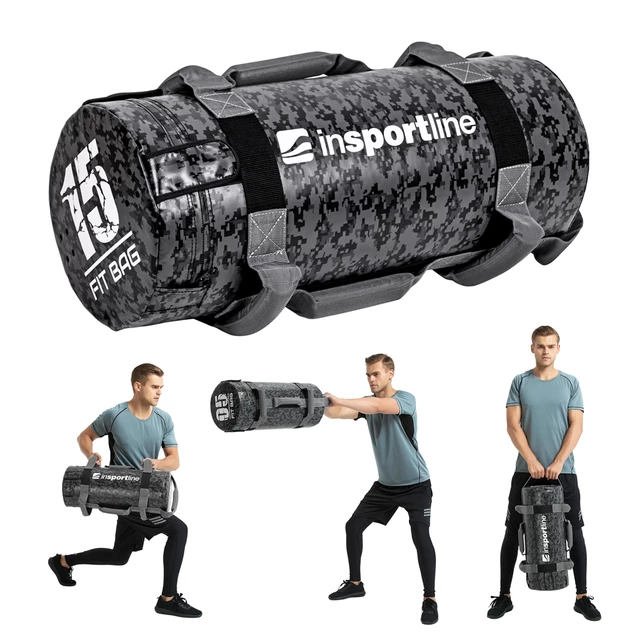 Worek treningowy / torba do ćwiczeń z uchwytami inSPORTline FitBag Camu 15 kg ∙ 7 uchwytów ∙ trening funkcjonalny ∙ cross-training