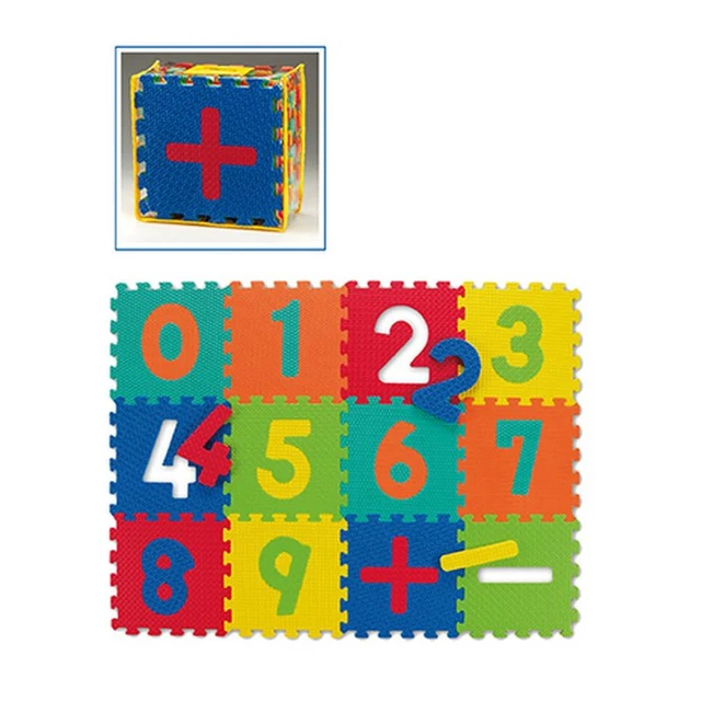 Dziecięca mata puzzle inSPORTline Spartan ∙ edukacyjna z cyframi 30x30x1,2 cm ∙ 12 elementów ∙ pianka EVA ∙ antybakteryjna ∙ torba w zestawie