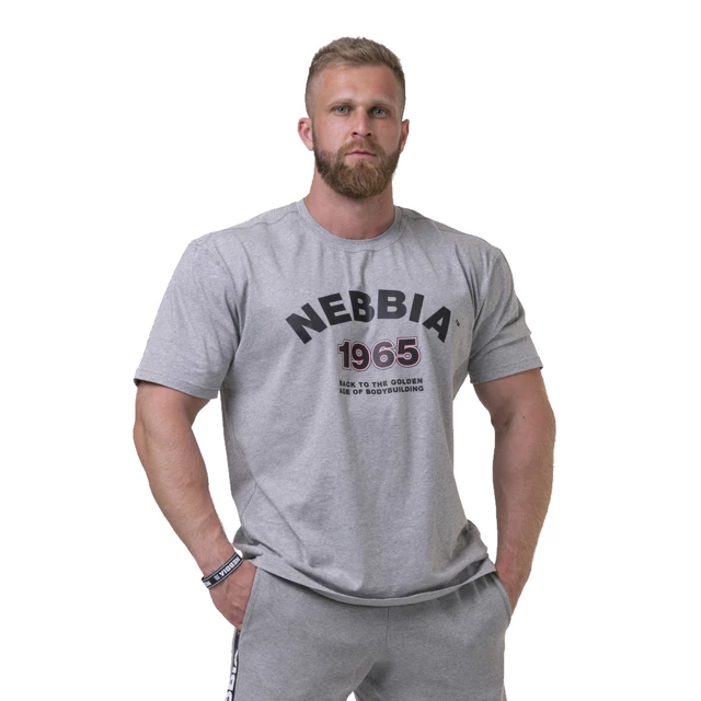 Koszulka męska T-shirt Nebbia Golden Era 192 - Jasnoszary - Jasnoszary