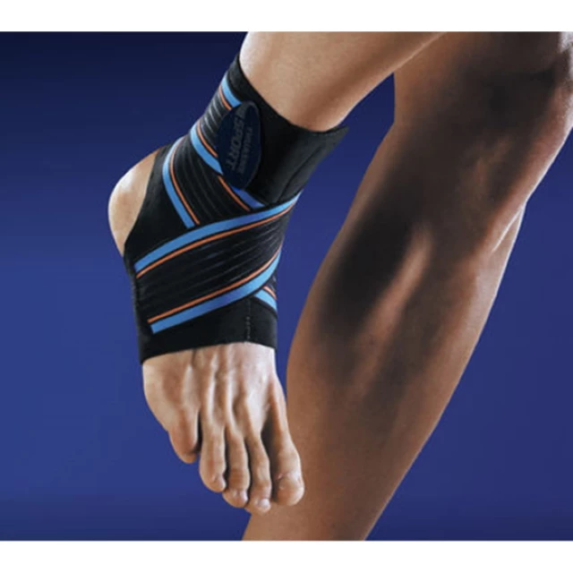 Kompresyjna orteza stawu skokowego Thuasne ∙ Strapping Ankle Support ∙ neopren perforowany ∙ anatomiczna konstrukcja ∙ sportowa stabilizacja - Niebiesko-zielony