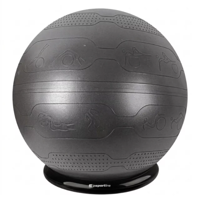 Piłka gimnastyczna inSPORTline Stretch Ball 65 cm ∙ z podstawą BallBase ∙ wypustki masujące ∙ nośność 200 kg ∙ piktogramy ćwiczeń - Miętowy - Czarny