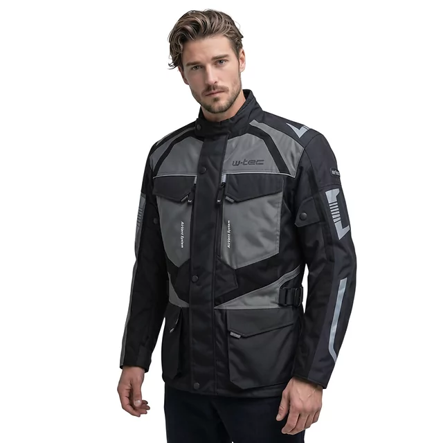 Męska kurtka motocyklowa W-TEC Burdys Evo - Czarno-szaro-czerwony
