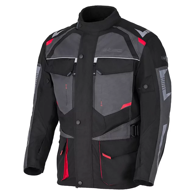 Męska kurtka motocyklowa W-TEC Burdys Evo - Czarno-szaro-czerwony
