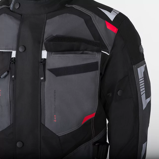 Męska kurtka motocyklowa W-TEC Burdys Evo - Czarno-szaro-czerwony