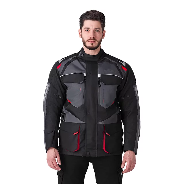 Męska kurtka motocyklowa W-TEC Burdys Evo - Czarno-szaro-czerwony