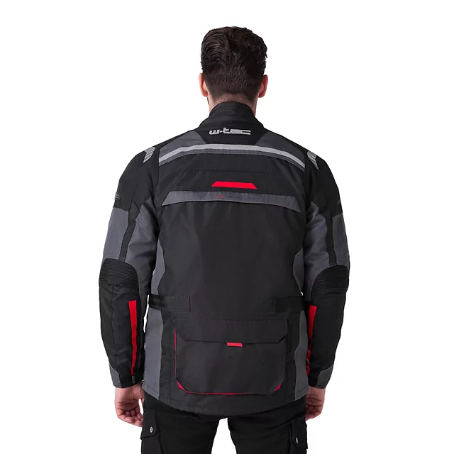 Męska kurtka motocyklowa W-TEC Burdys Evo - Czarno-szaro-czerwony