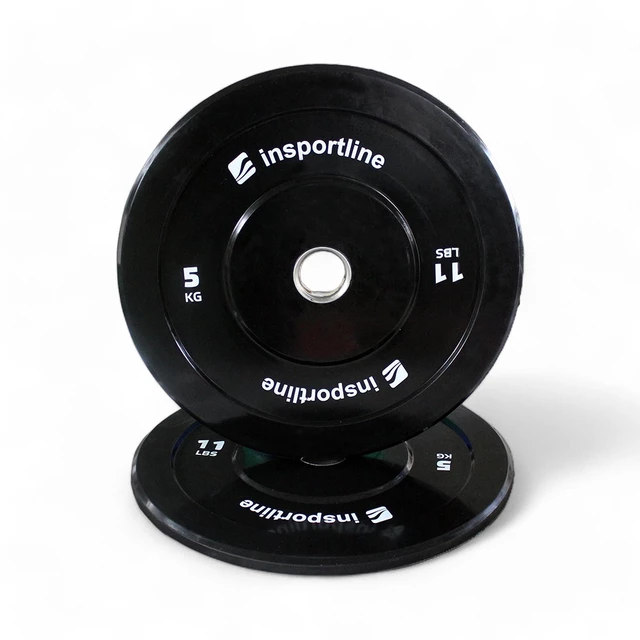 Obciążenie gumowe inSPORTline Bumper Plate Lite 5 kg ∙ żeliwo chromowane ∙ otwór olimpijski 50 mm ∙ odporne na uderzenia ∙ gumowane