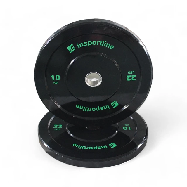 Obciążenie gumowe inSPORTline Bumper Plate Lite 10 kg ∙ żeliwo chromowane ∙ otwór olimpijski 50 mm ∙ odporne na uderzenia ∙ gumowane