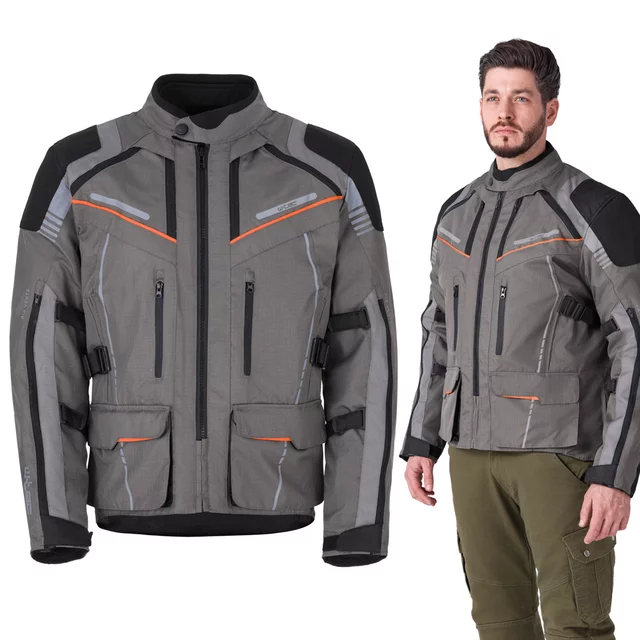 Turystyczna kurtka motocyklowa W-TEC Smackton - czarno-szaro-pomarańczowy - czarno-szaro-pomarańczowy
