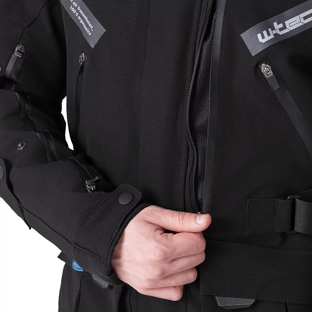 Męska kurtka motocyklowa W-TEC Nykolas ∙ 100% wodoodporna ∙ wyjmowana podpinka termiczna - Czarny