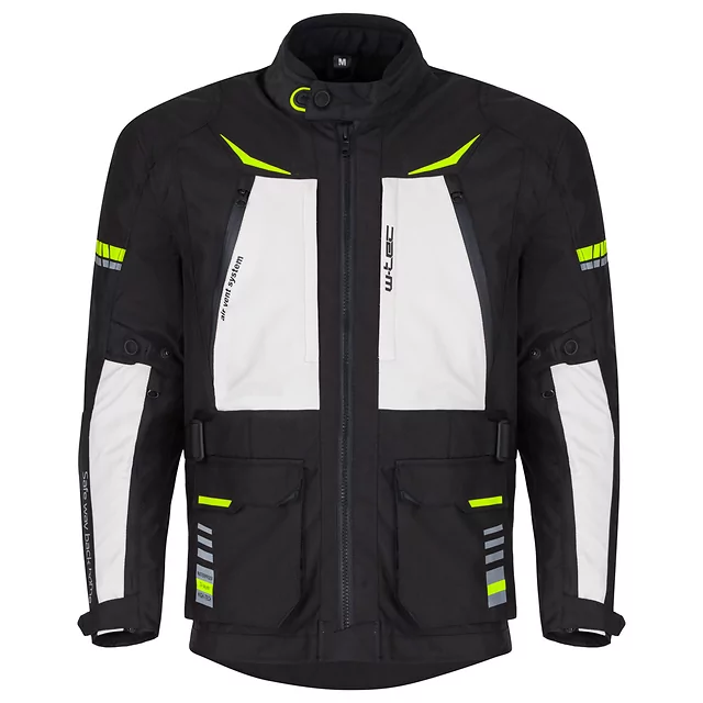 Kurtka motocyklowa W-TEC Warao ∙ wodoodporna ∙ oddychająca ∙ ochraniacze ce ∙ kieszenie wielofunkcyjne ∙ odblaski - Czarny-fluo