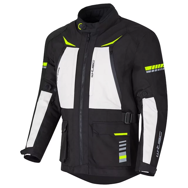 Kurtka motocyklowa W-TEC Warao ∙ wodoodporna ∙ oddychająca ∙ ochraniacze ce ∙ kieszenie wielofunkcyjne ∙ odblaski - Czarny-fluo