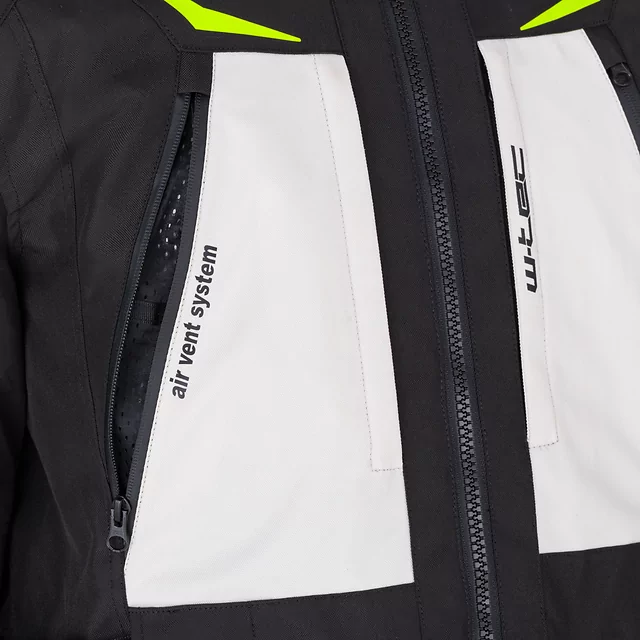 Kurtka motocyklowa W-TEC Warao ∙ wodoodporna ∙ oddychająca ∙ ochraniacze ce ∙ kieszenie wielofunkcyjne ∙ odblaski - Czarny-fluo