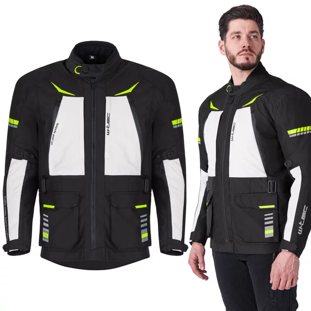 Kurtka motocyklowa W-TEC Warao ∙ wodoodporna ∙ oddychająca ∙ ochraniacze ce ∙ kieszenie wielofunkcyjne ∙ odblaski - Czarny-fluo - Czarny-fluo