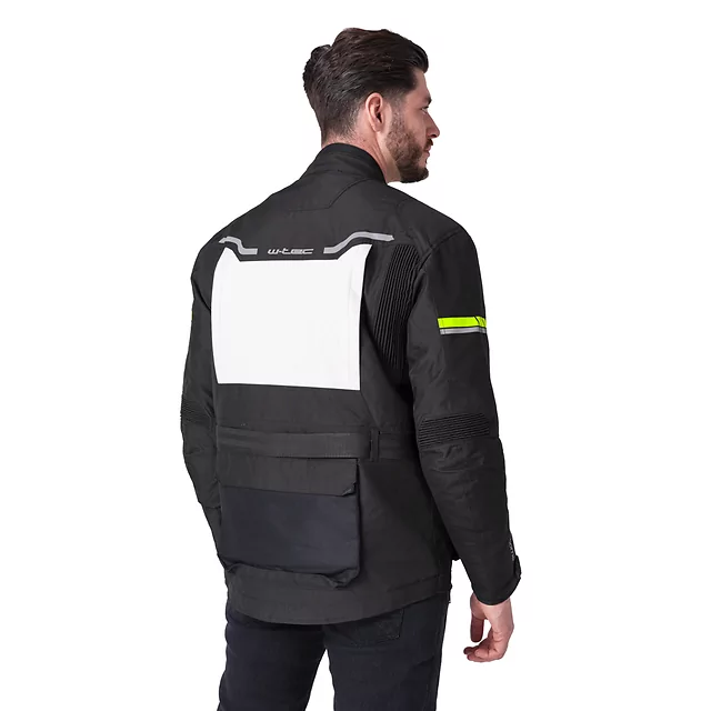 Kurtka motocyklowa W-TEC Warao ∙ wodoodporna ∙ oddychająca ∙ ochraniacze ce ∙ kieszenie wielofunkcyjne ∙ odblaski - Czarny-fluo