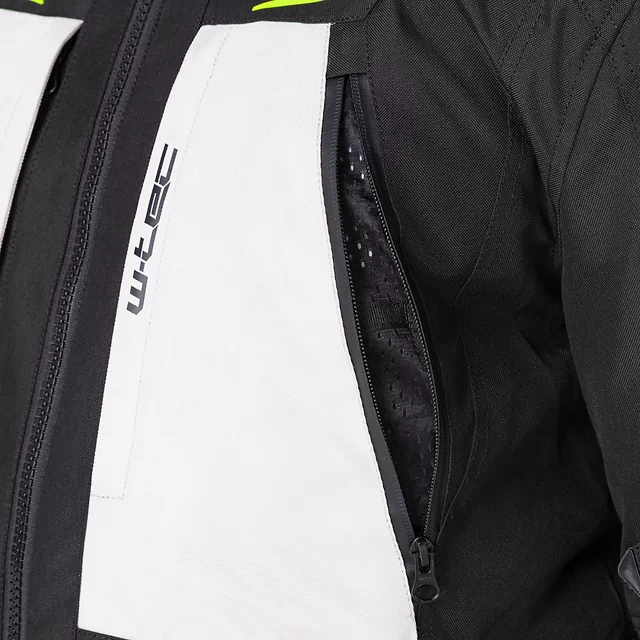 Kurtka motocyklowa W-TEC Warao ∙ wodoodporna ∙ oddychająca ∙ ochraniacze ce ∙ kieszenie wielofunkcyjne ∙ odblaski - Czarny-fluo