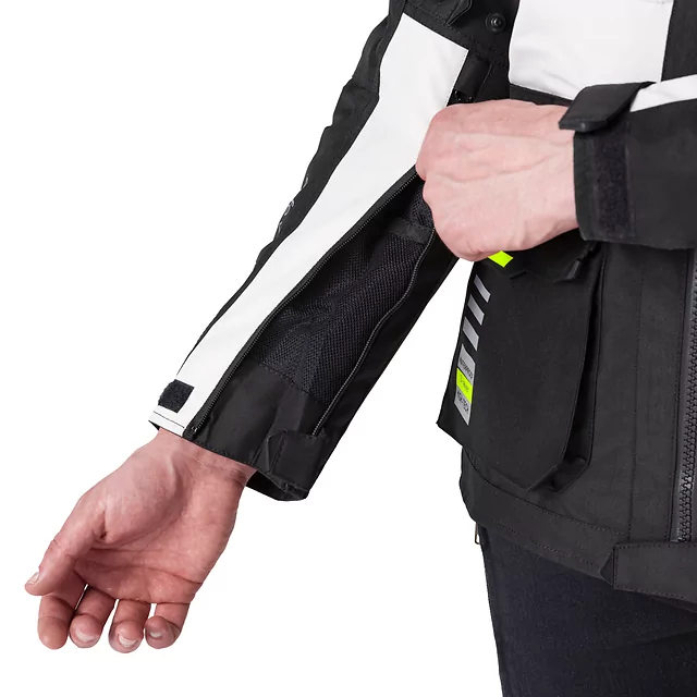 Kurtka motocyklowa W-TEC Warao ∙ wodoodporna ∙ oddychająca ∙ ochraniacze ce ∙ kieszenie wielofunkcyjne ∙ odblaski - Czarny-fluo