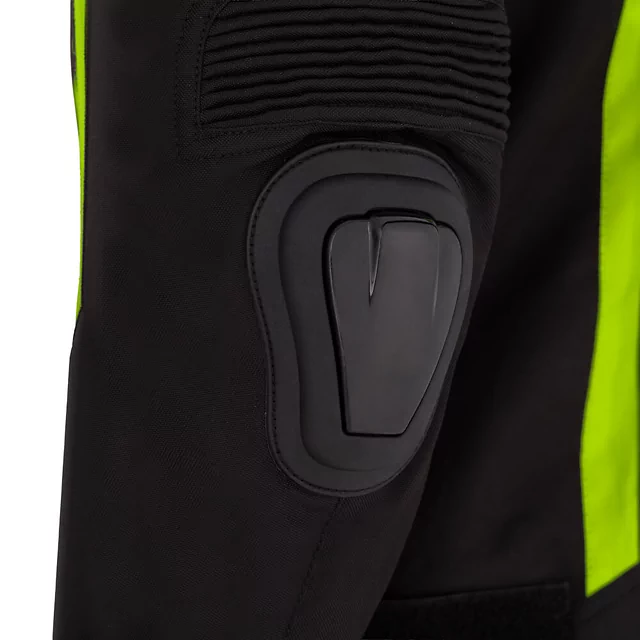 Męska kurtka motocyklowa W-TEC Tonkawo ∙ wypinana podpinka ∙ ochraniacze CE ∙ slidery karbonowe ∙ garb aerodynamiczny ∙ wodoodporna - Czarny-fluo
