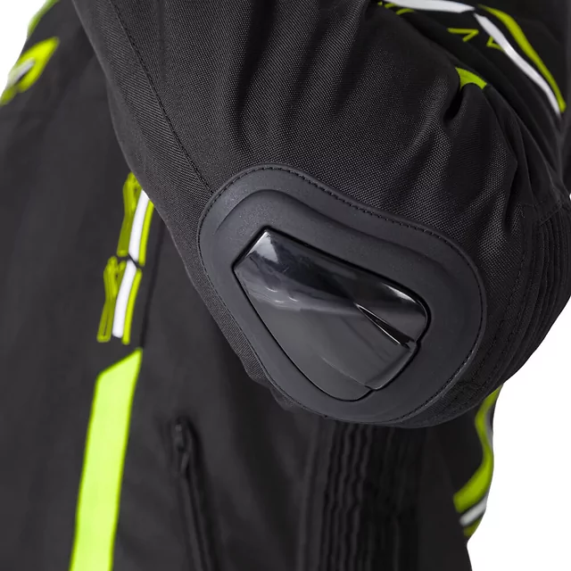 Męska kurtka motocyklowa W-TEC Tonkawo ∙ wypinana podpinka ∙ ochraniacze CE ∙ slidery karbonowe ∙ garb aerodynamiczny ∙ wodoodporna - Czarny-fluo