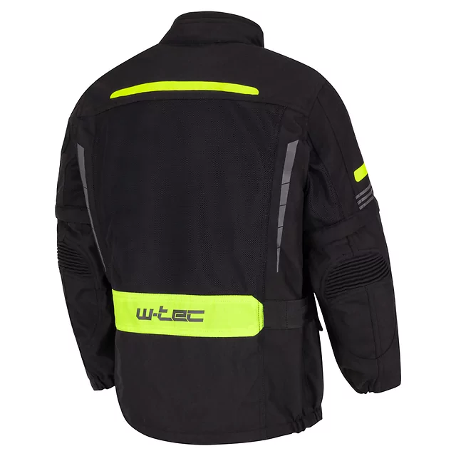 Dziecięca kurtka motocyklowa W-TEC Pinapoco ∙ wyjmowane ochraniacze ∙ regulacja rozmiaru ∙ wiatro-wodoodporna ∙ wentylacja - Czarny-fluo