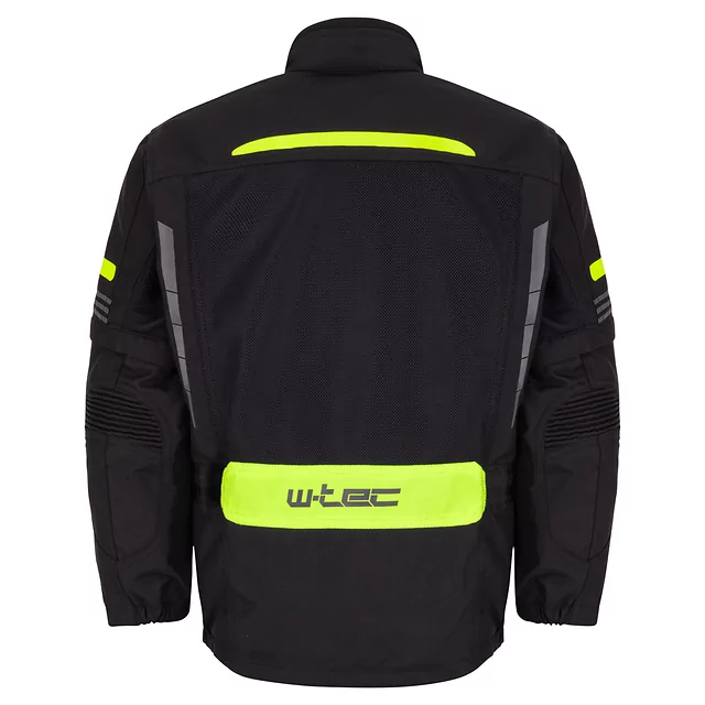Dziecięca kurtka motocyklowa W-TEC Pinapoco ∙ wyjmowane ochraniacze ∙ regulacja rozmiaru ∙ wiatro-wodoodporna ∙ wentylacja - Czarny-fluo